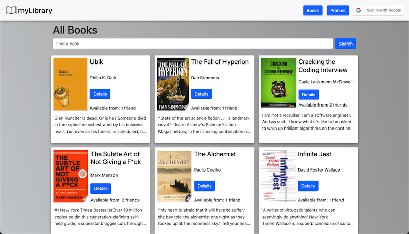 myLibrary Home Page