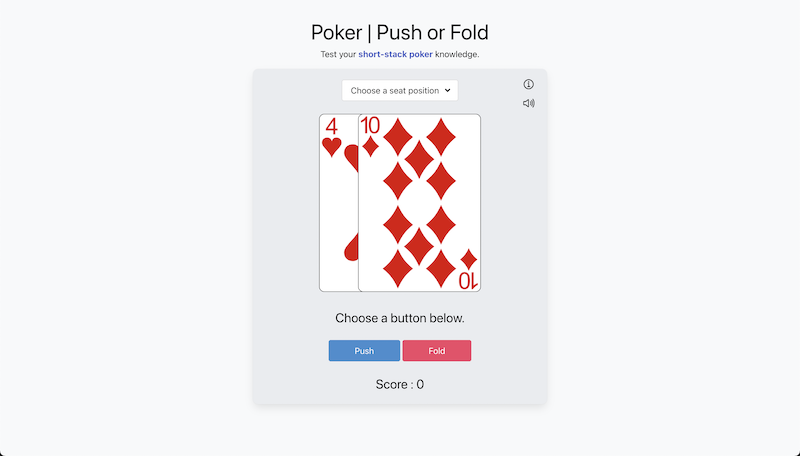 Poker app home page